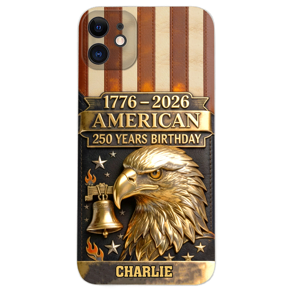 250th Anniversary - Personalized Bald Eagle Leather Phone Case