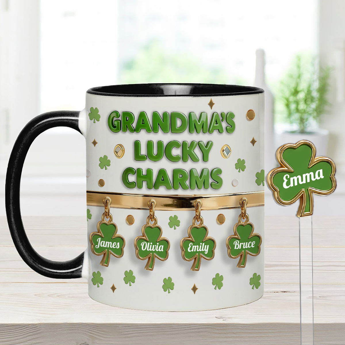 Grandma's Lucky Charms - Personalized Grandma Set Accent Mug With Acrylic Stirrers