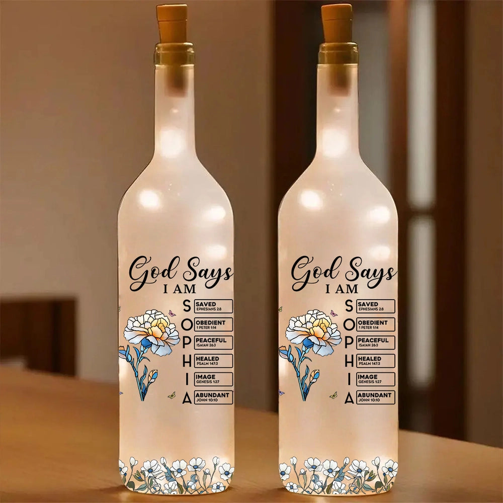 Faith-Inspired Bottle Lamp with Floral Scripture Design – Perfect Gift for Spiritual Home Décor