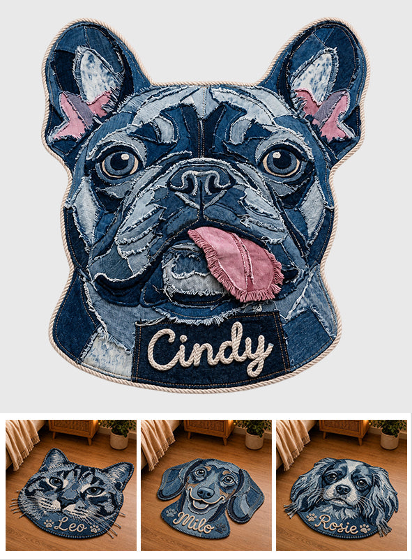 Denim Style Pet Rug - Personalized Dog Non-Slip Tufted Rug