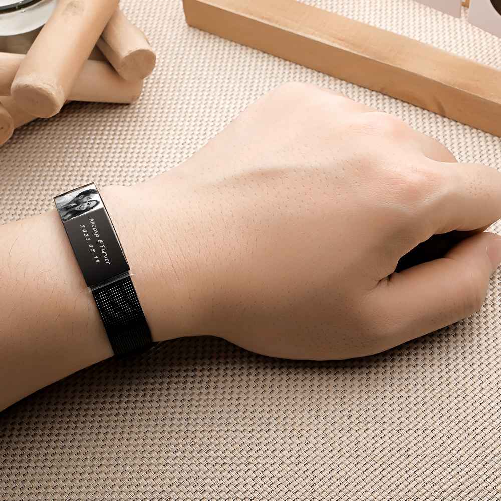 Any Photos - Personalized Couple Photo Retractable Wide Bracelet