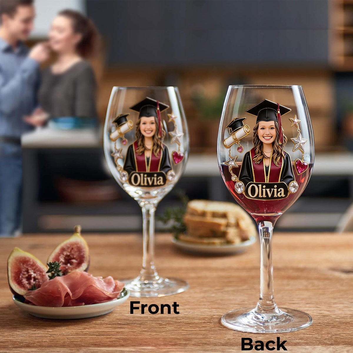 Custom Any Photo Graduation Party Gift - Personalized Graduation Wine Glass With Long Stem