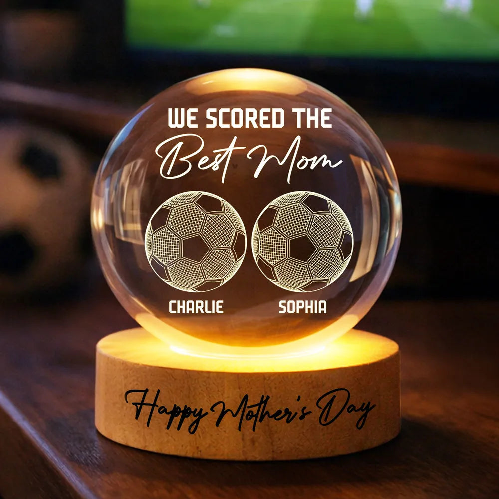 Globe Lamp Soccer Mom Gift with Warm Light and Personalized Look for Desk or Nightstand Unique Creative Gift