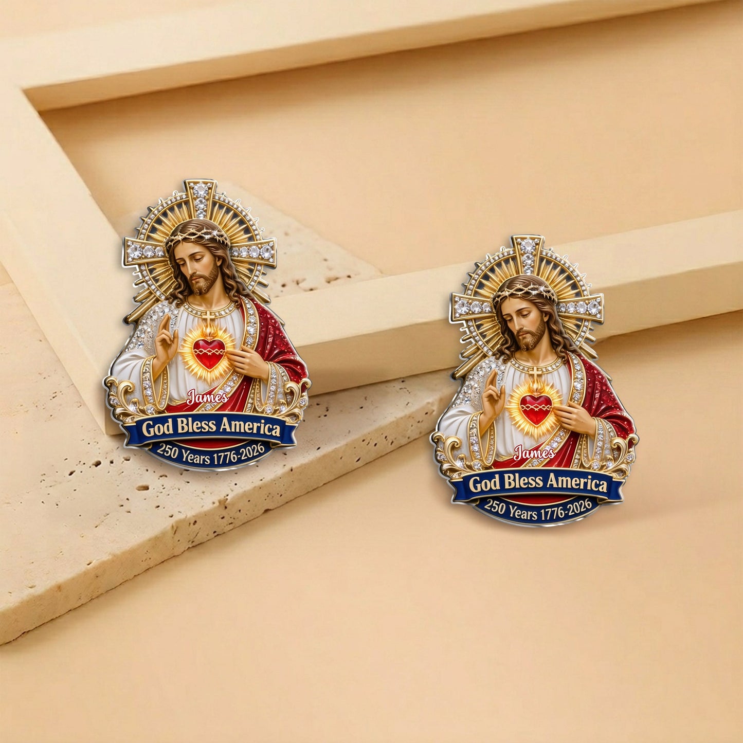 God Bless America - Personalized Christian 3D Embossed Enamel Pin
