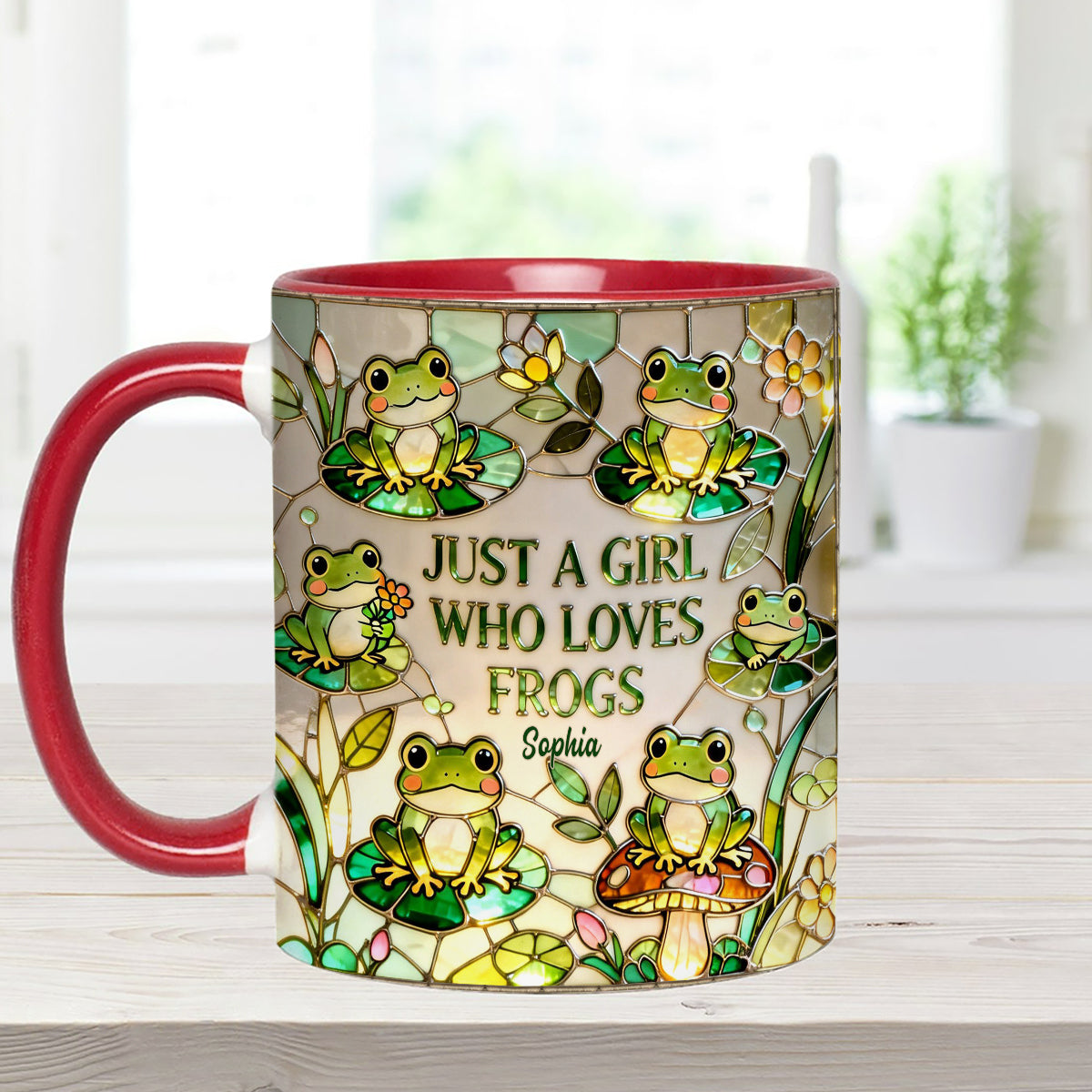 Just A Girl Who Loves Frogs - Personalized Frog Set Accent Mug with Acrylic Stirrers