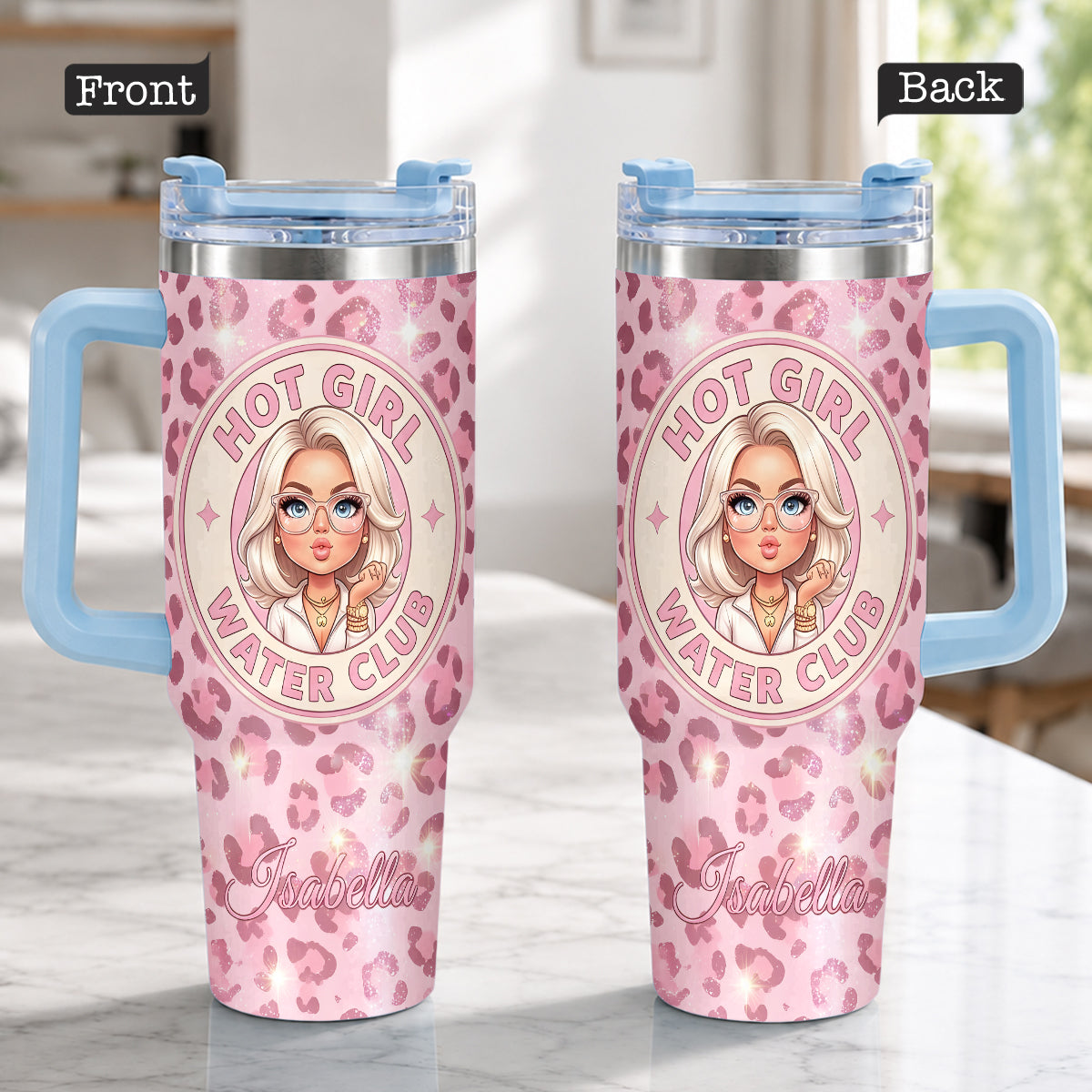 Hot Girl Water's Club, Gift for Women - Personalized Self love Tumbler With Plush Charm
