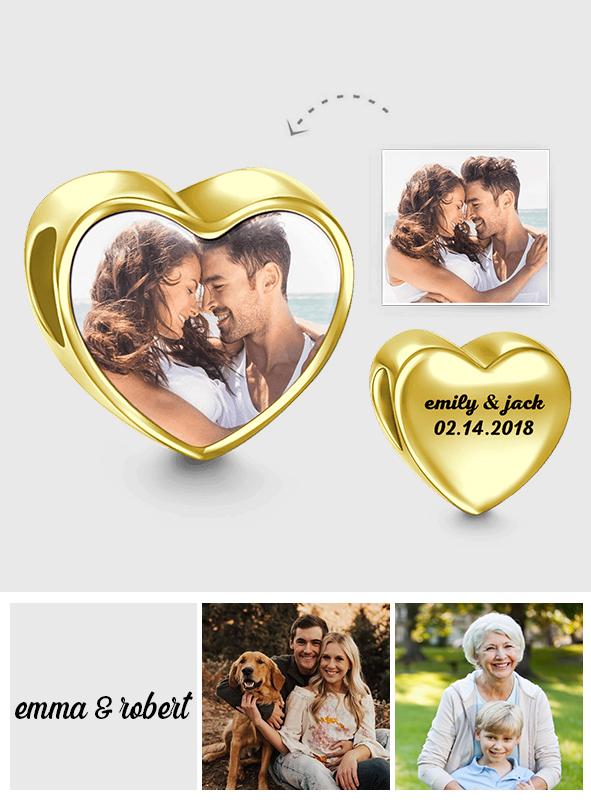 Any Photo - Personalized 14k Gold Heart Photo Charm