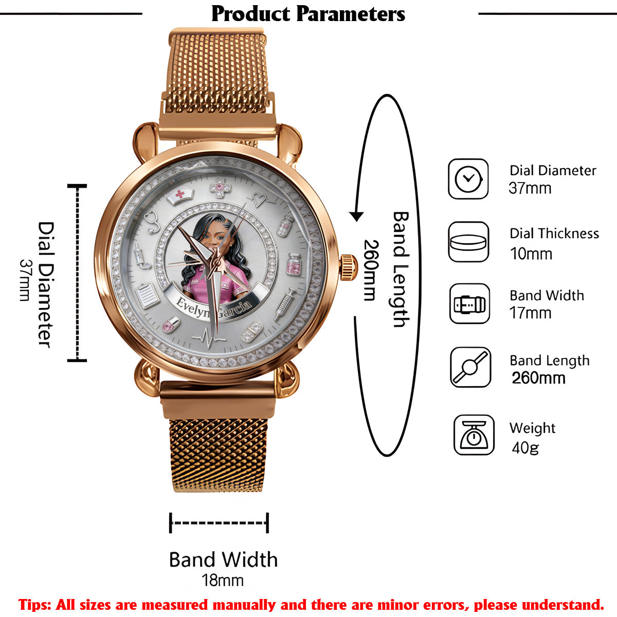 Custom Any Photo - Personalized Nurse Women Hand Watch