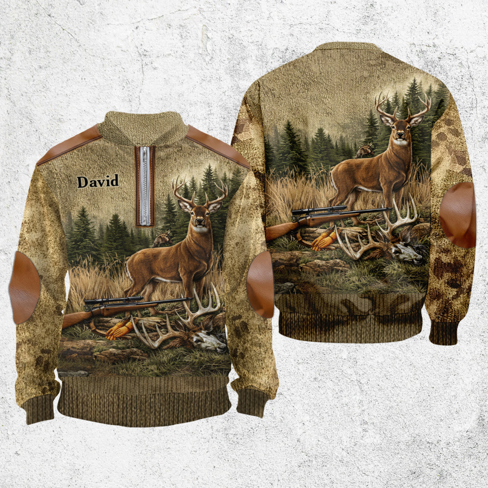 Hunting For Life - Personalized Hunting Men Zip-Up Sweatshirt