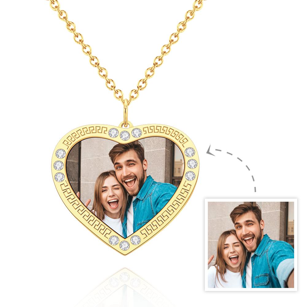 Any Photo - Personalized Photo Necklace Heart Diamond