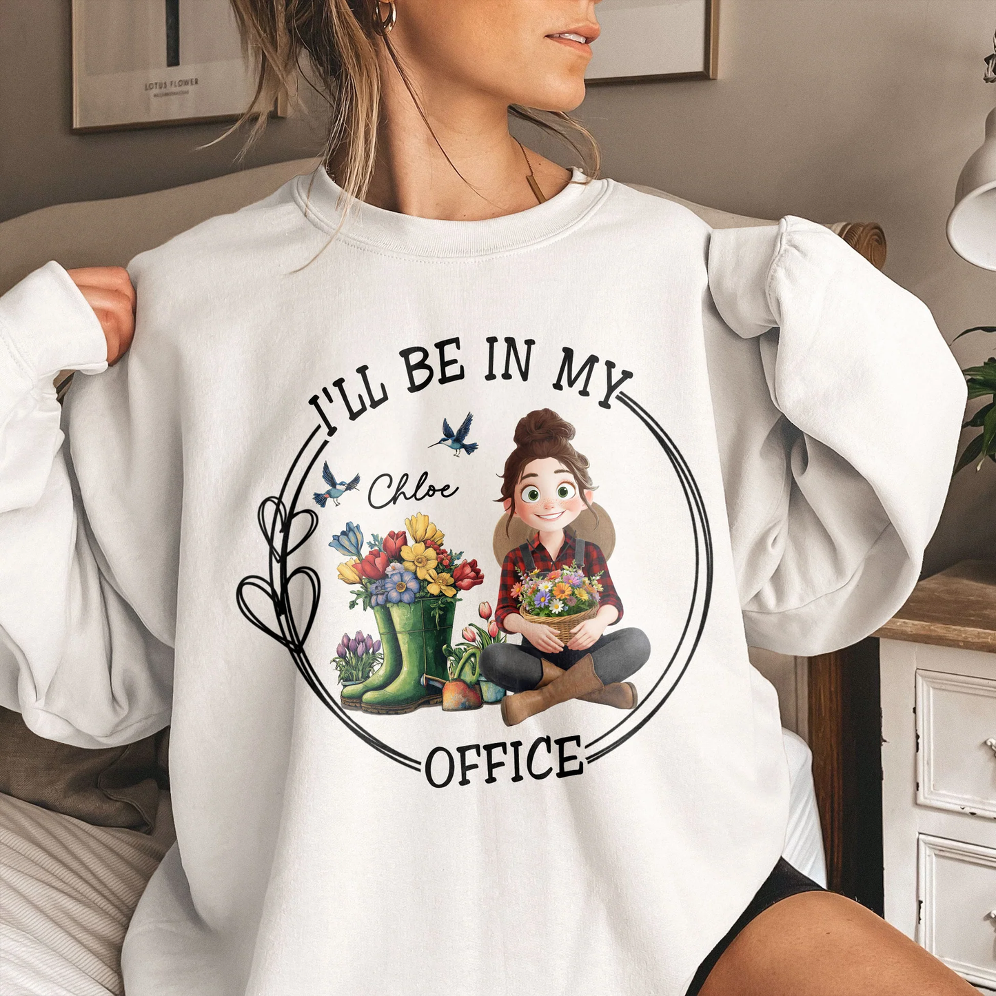 Personalized Gardener Classic Tee I'll Be In My Office Cute Cartoon Garden Scene - Unique Gift for Plant Lovers