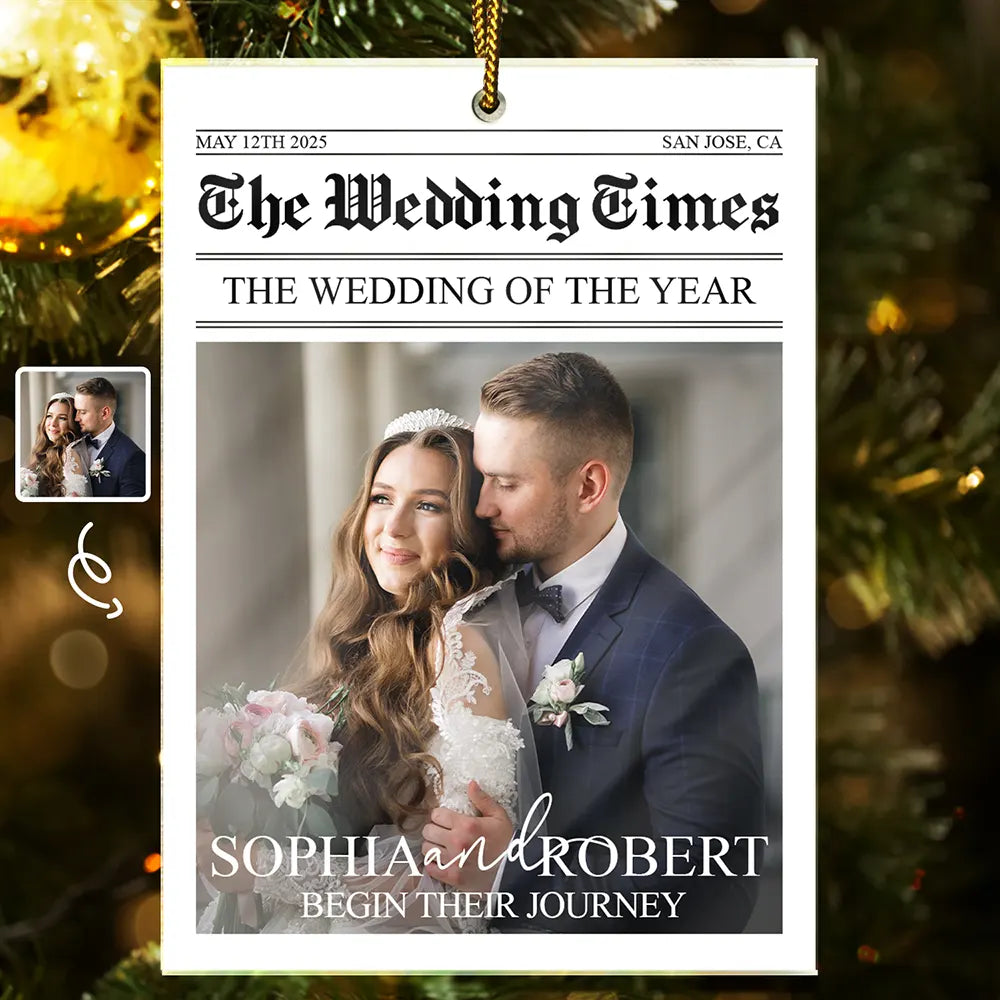 Personalized Wedding Poster Newspaper-Style Custom Photo Wall Art Gift for Newlywed Couple, Unique Keepsake Gift