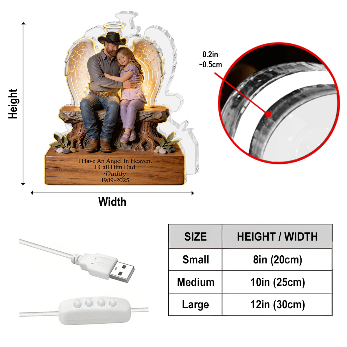 I Have An Angel In Heaven - Personalized Memorial Acrylic LED Night Light