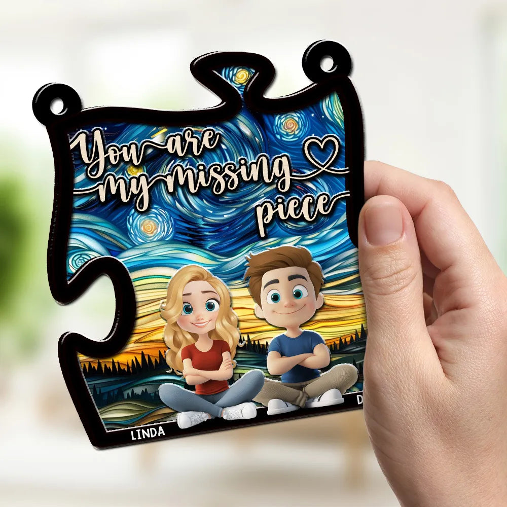 You Are My Missing Piece – Personalized Wood and Acrylic Puzzle Ornament, Romantic Gift for Couple or Lover