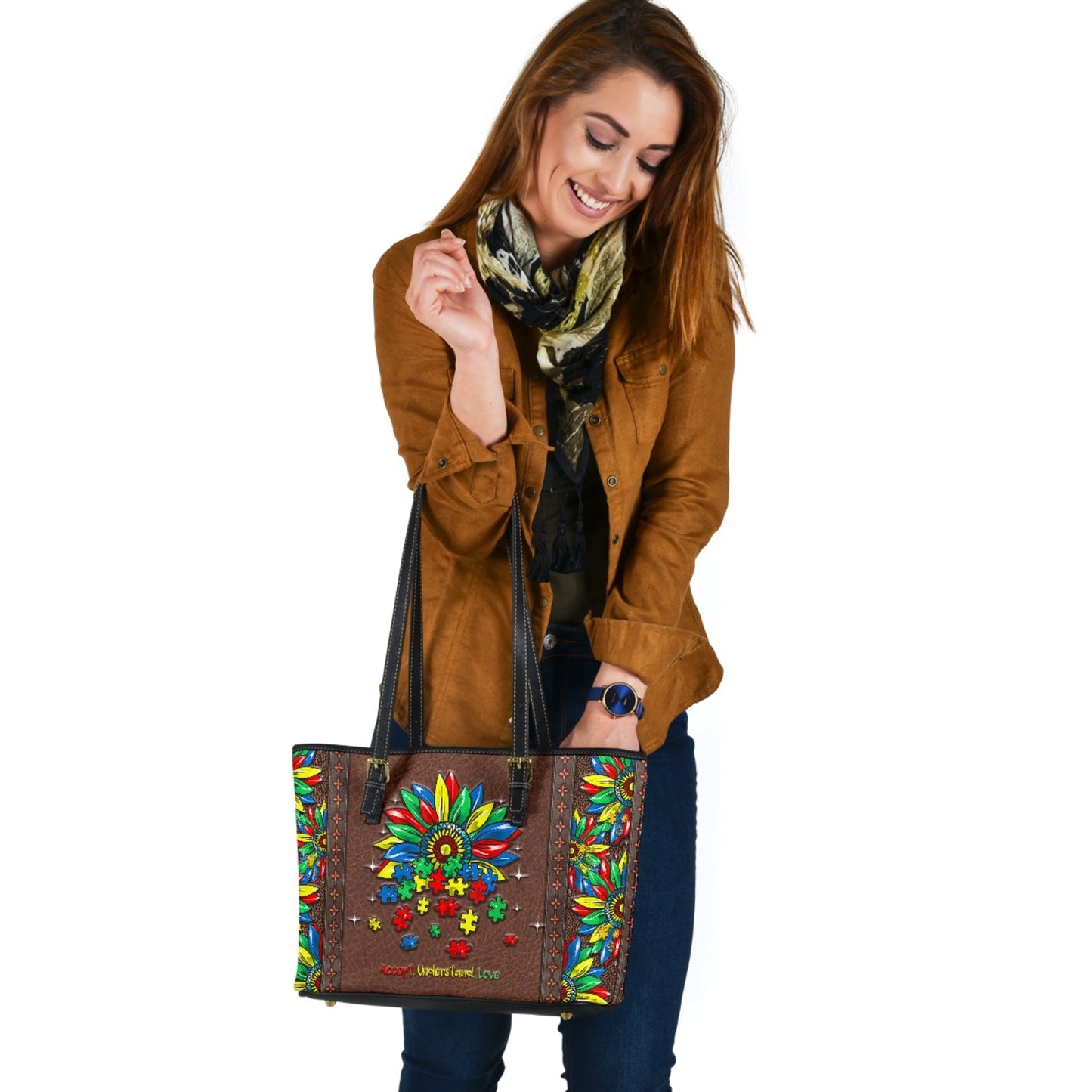 Accept Understand Love Autism Awareness Leather Bag 0622
