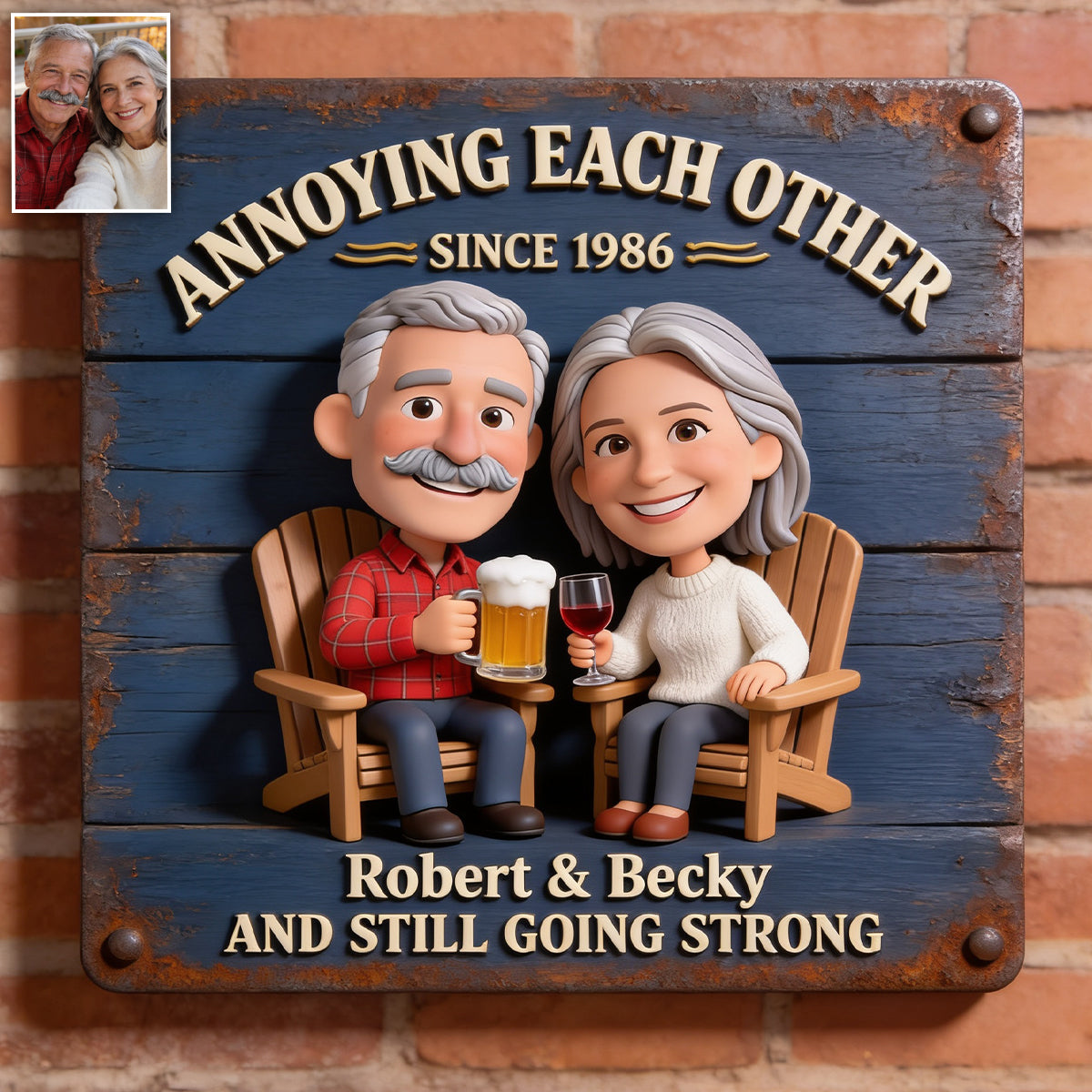 Everlasting Love - Personalized Couple 3D Printed Cut Metal Sign
