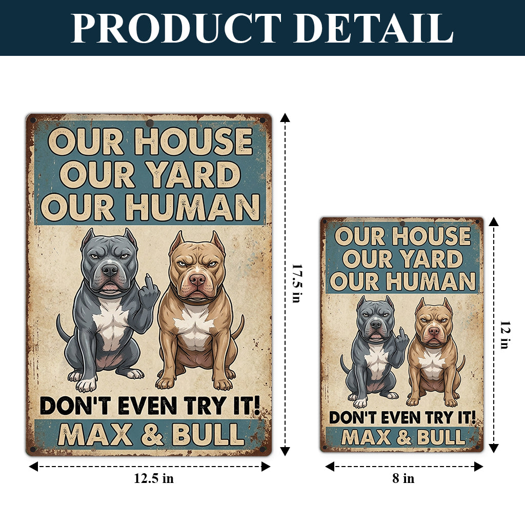 Funny Waring Sign For Pet Owner - Personalized Dog Rectangle Metal Sign