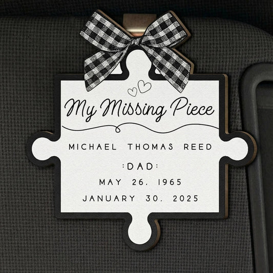 Personalized Wooden Car Visor Clip My Missing Piece Puzzle Keepsake for Mom or Dad, Unique Memorial Gift for Daily Drives