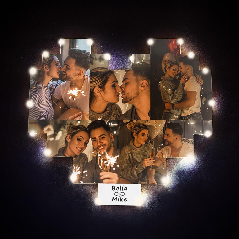 Custom Heart Photo Lamp - Personalized Couple Lamp