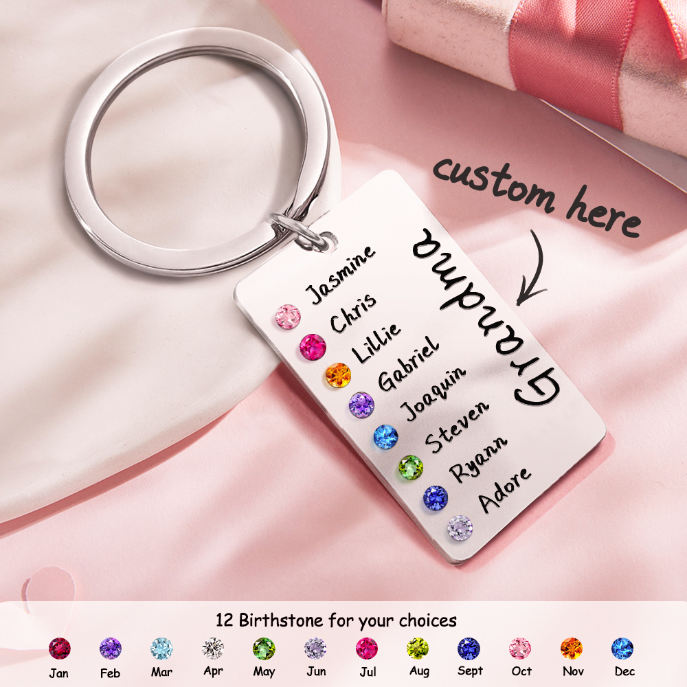 Custom Birthstone For Grandma, Mom - Gift for grandma, mom - Personalized Birthstone Keychain