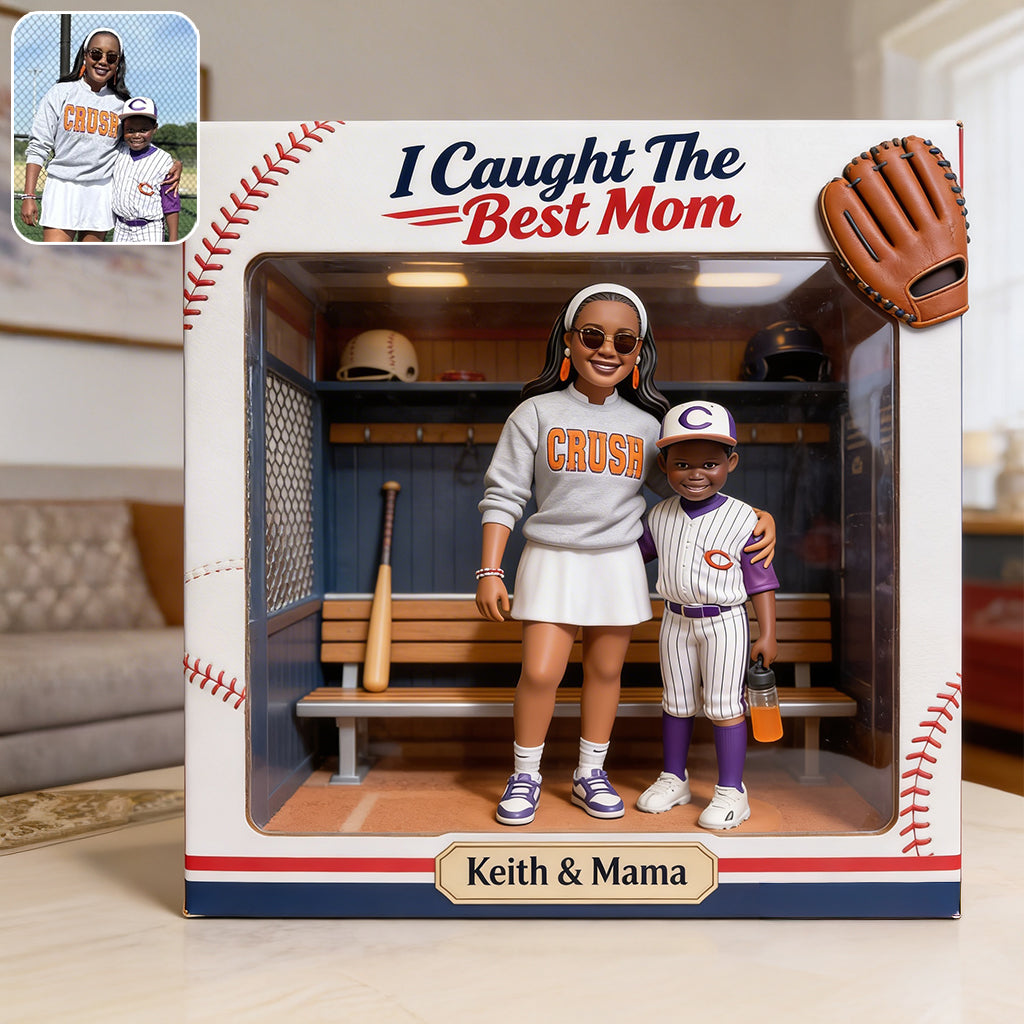 I Caught The Best Mom - Personalized Baseball Custom Shaped Acrylic Plaque