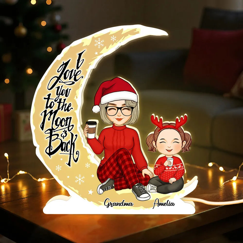 Grandma and Granddaughter Heartwarming Moonlight Lamp, Customizable Love Quote Light Box