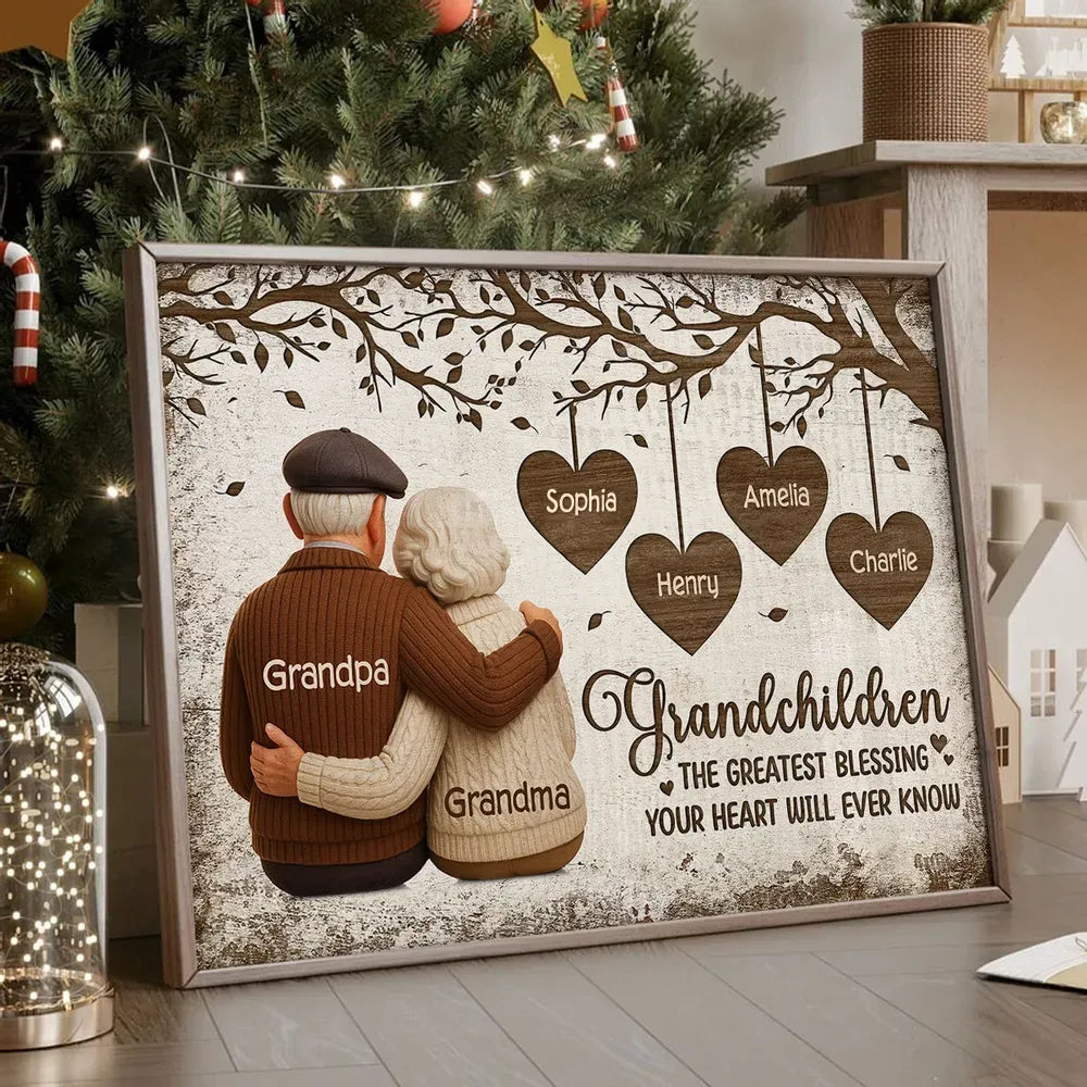 Personalized Grandchildren Poster for Grandparents – Custom Names Wall Art, Heartfelt Family Gift & Unique Keepsake