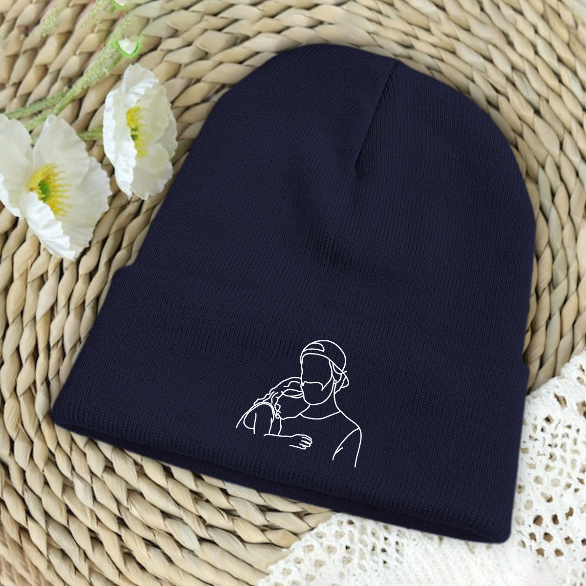Custom Photo - Personalized Step Dad Embroidered Beanie