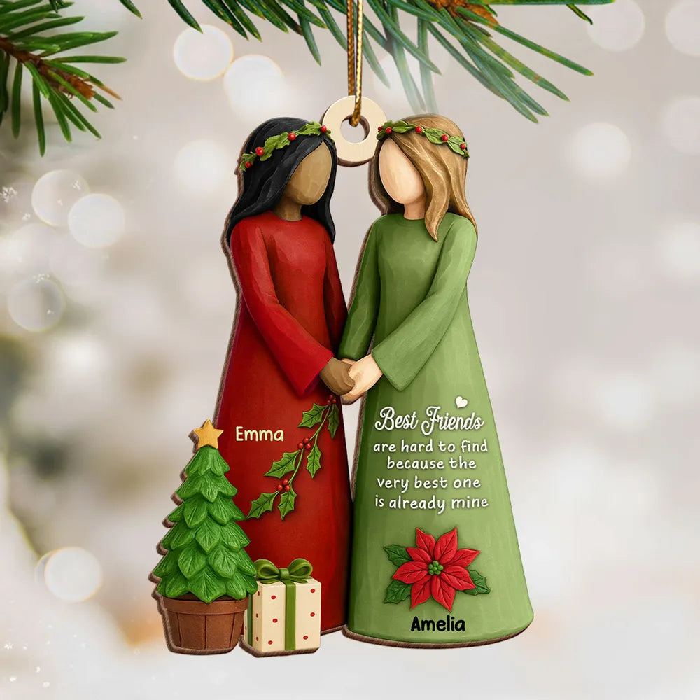 Christmas Wooden Ornament Featuring Friendship Theme · Heartwarming Décor Piece · A Thoughtful Gift for Friends