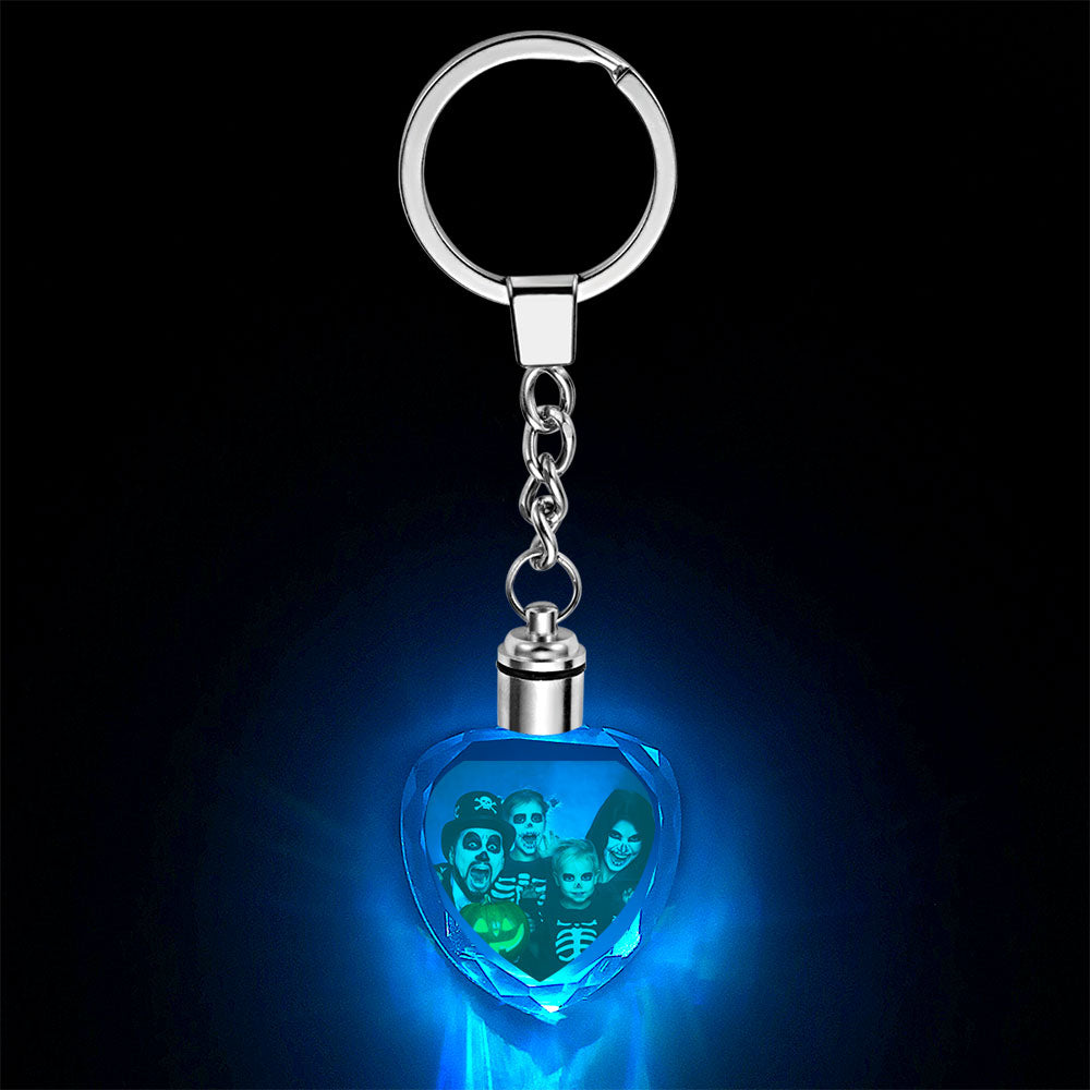 Custom Photo Heart Crystal Led Light Keychain -  gift for anyone, dog lover, cat lover, who lost a loved one - Personalized Keychain