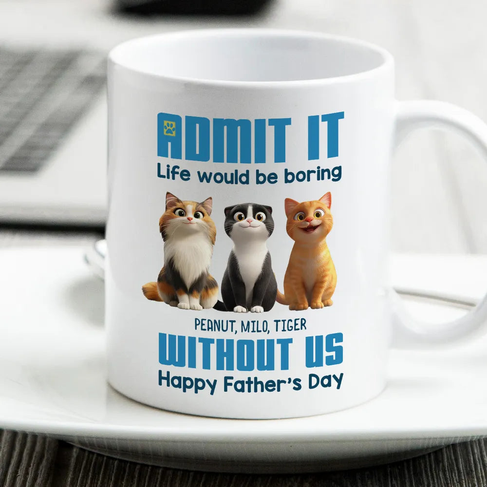 Personalized Cat Dad Mug for Father's Day Gift