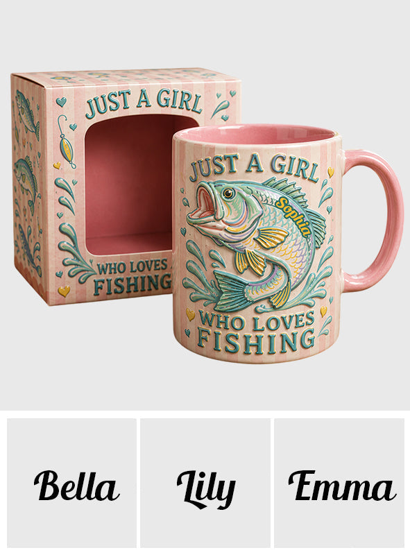 Just A Girl Who Loves Fishing - Personalized Fishing Accent Mug With Gift Box