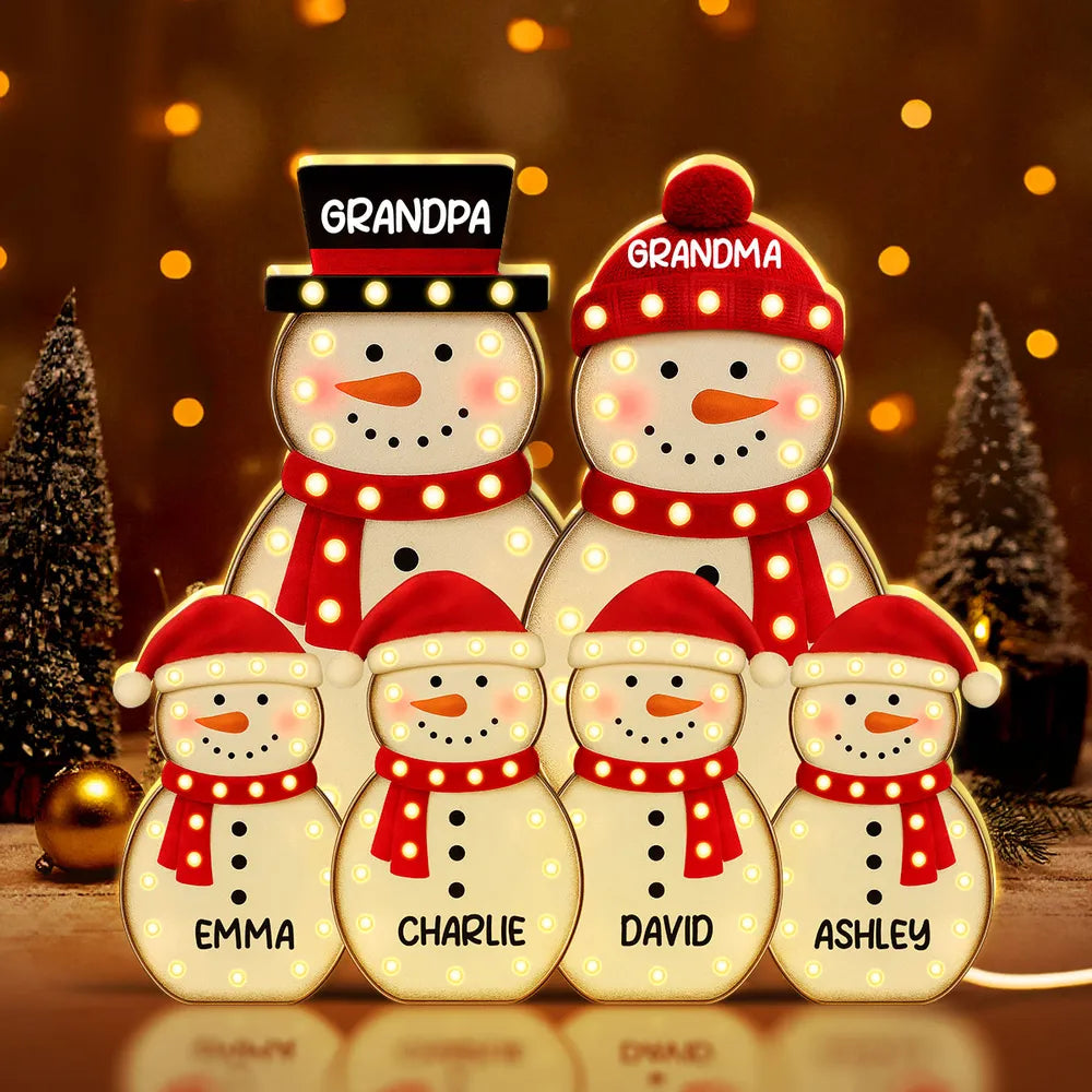 Personalized Snowman Acrylic Light Box, festive LED warm glow for holiday mantel or bedroom, creative keepsake gift for Parents & Kids