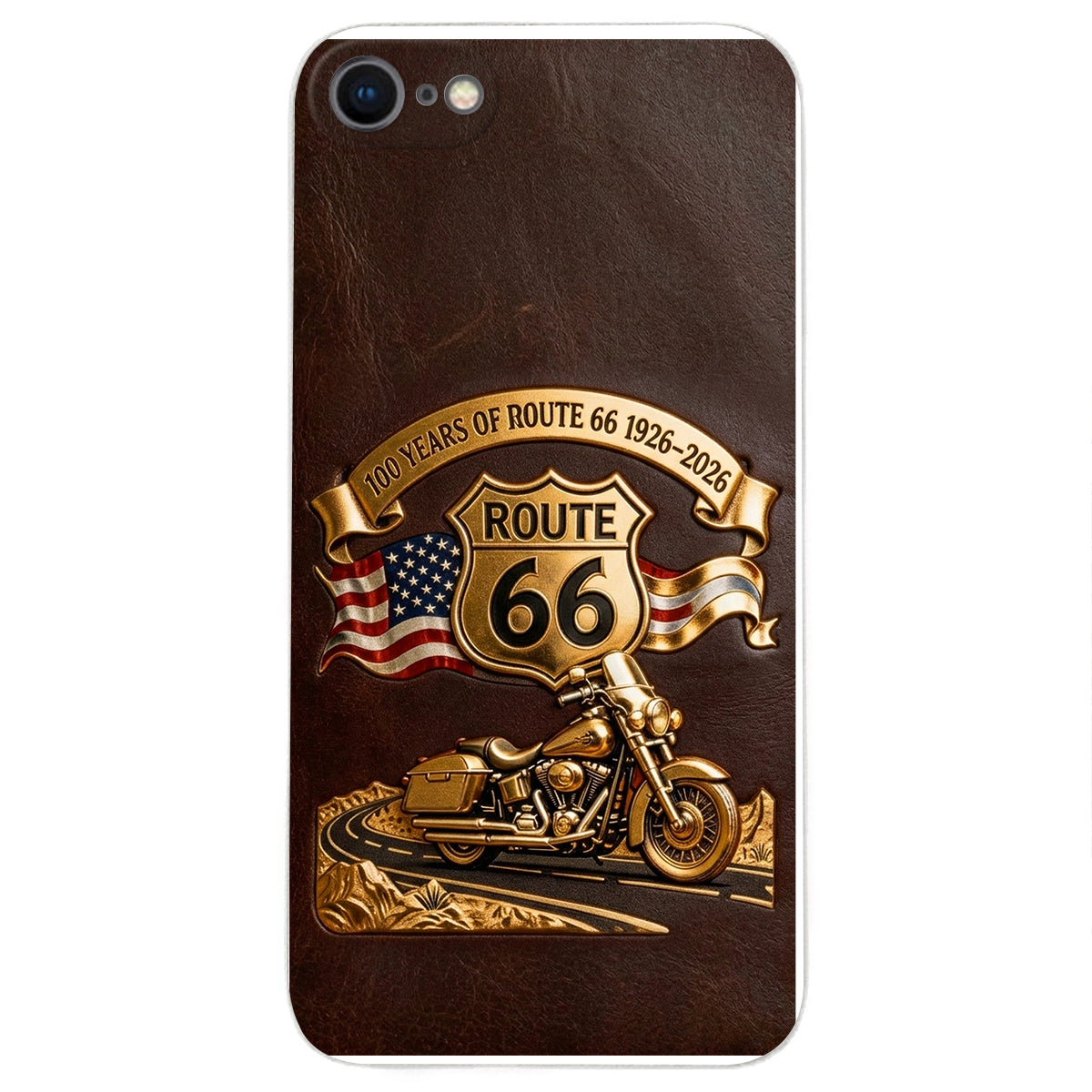 100 Years Of Route Personalized Gifts For Bikers - Personalized Biker 3D Embossed Leather Phone Case