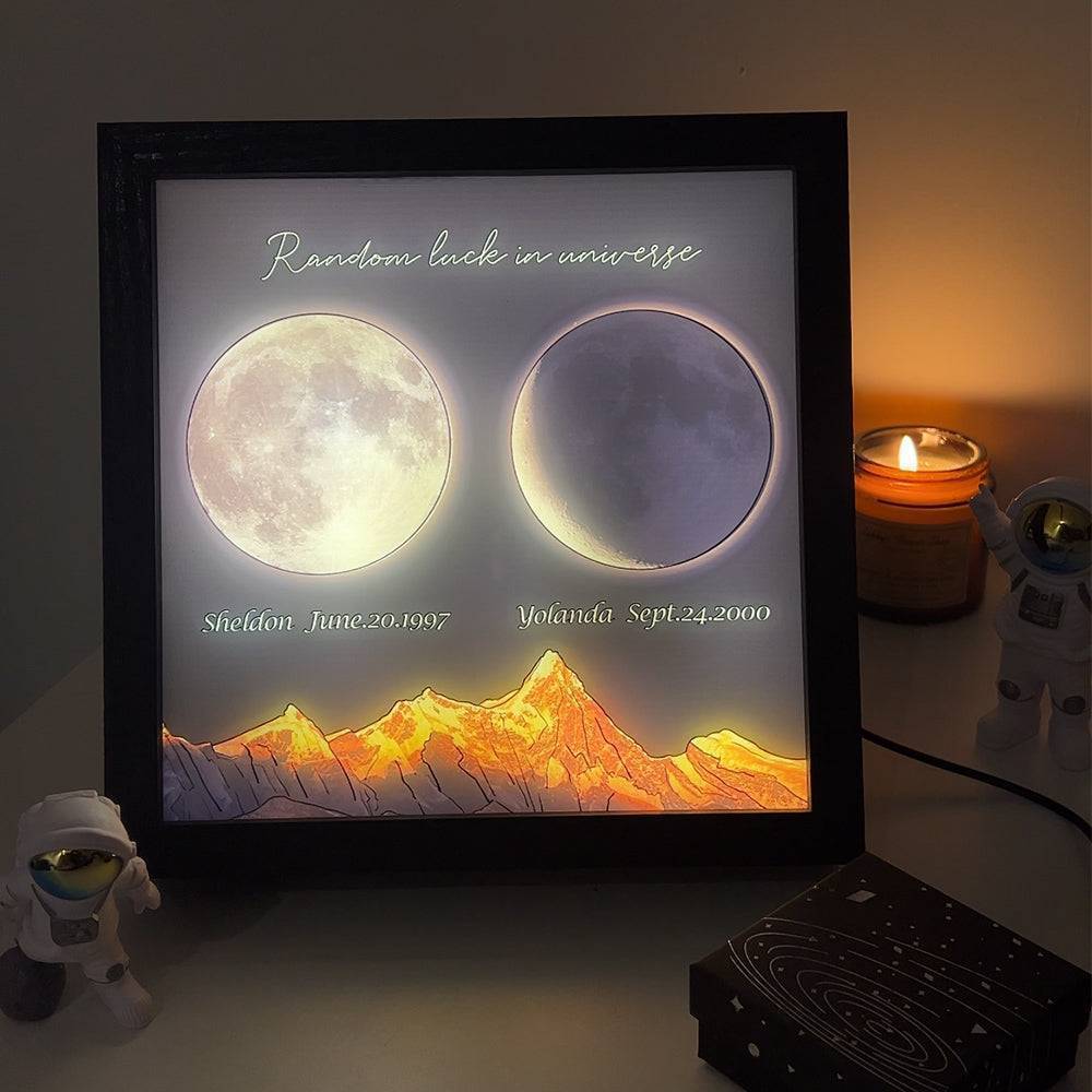 Starry Love - Customized Moon Phases LED Light Frame - A Romantic Universe-Inspired Gift for Anniversaries & Valentine's