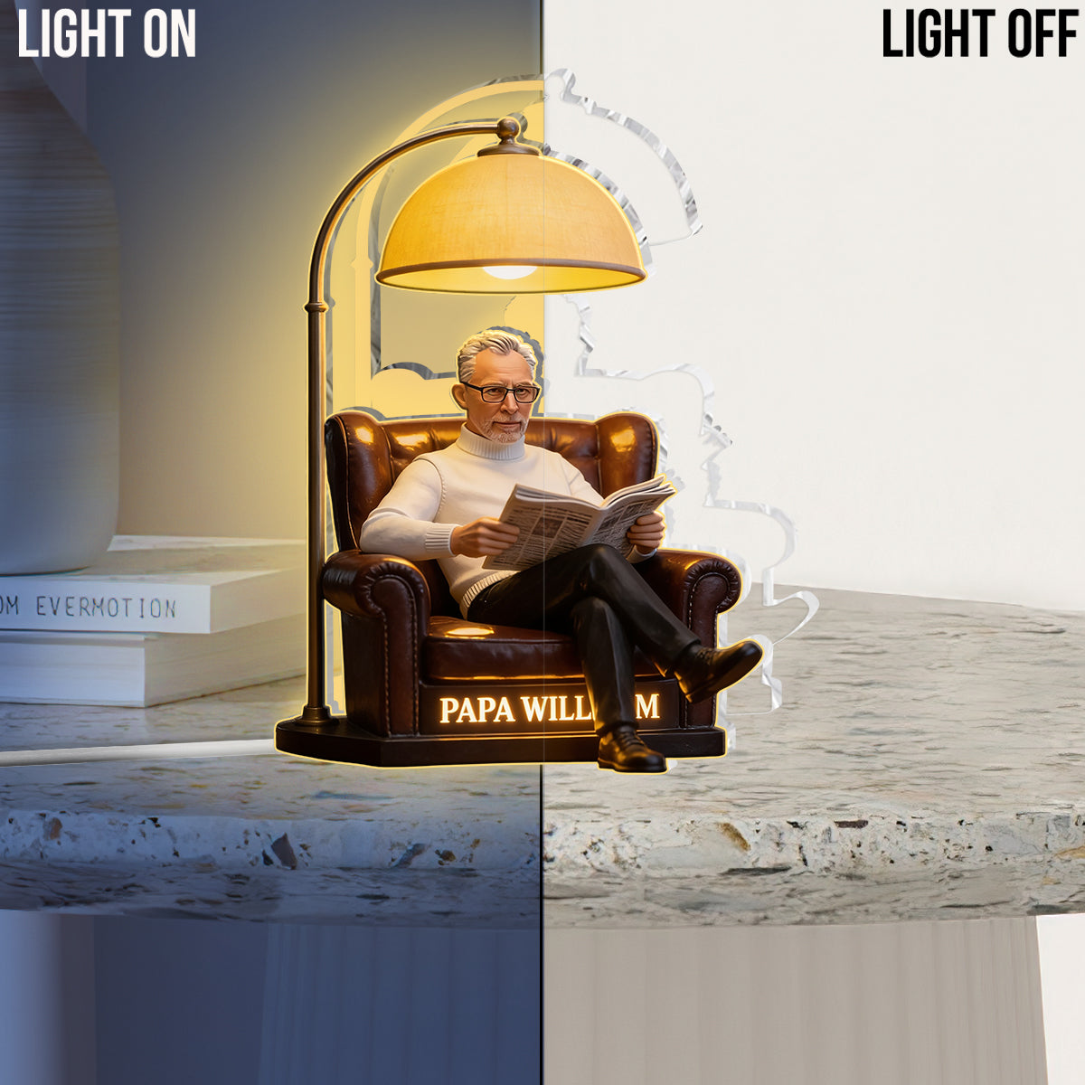 Custom Lamp From Photo - Gift For Papa Dad - Personalized Grandpa Acrylic LED Night Light