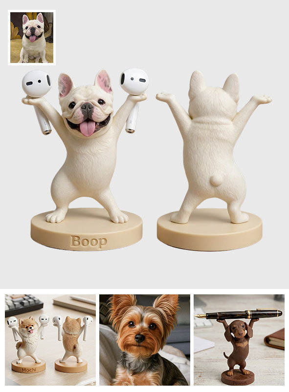 Cute Pen/ Bluetooth Earphone Holder Desk Accessories for Pet Owner - Personalized Dog Premium 3D Figurine