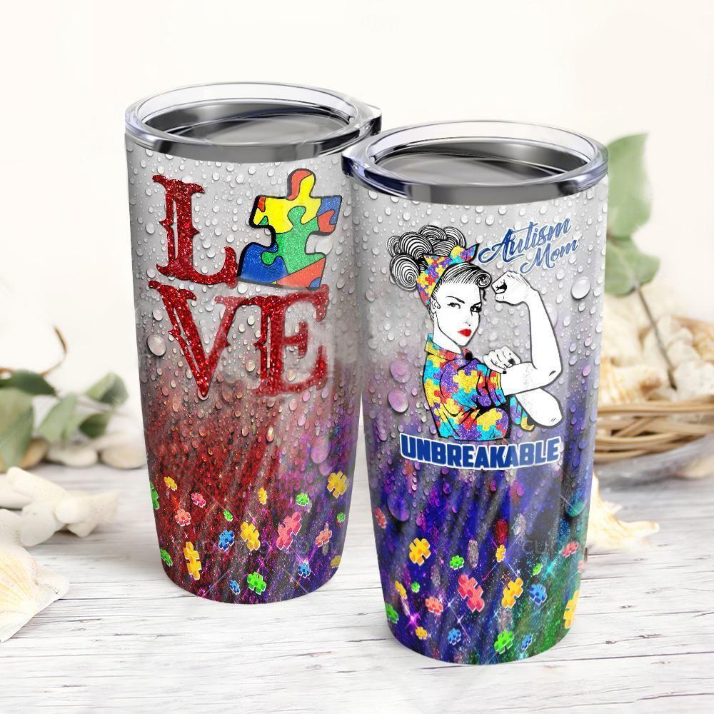 Love Autim Mom - Autism Awareness Tumbler 0921