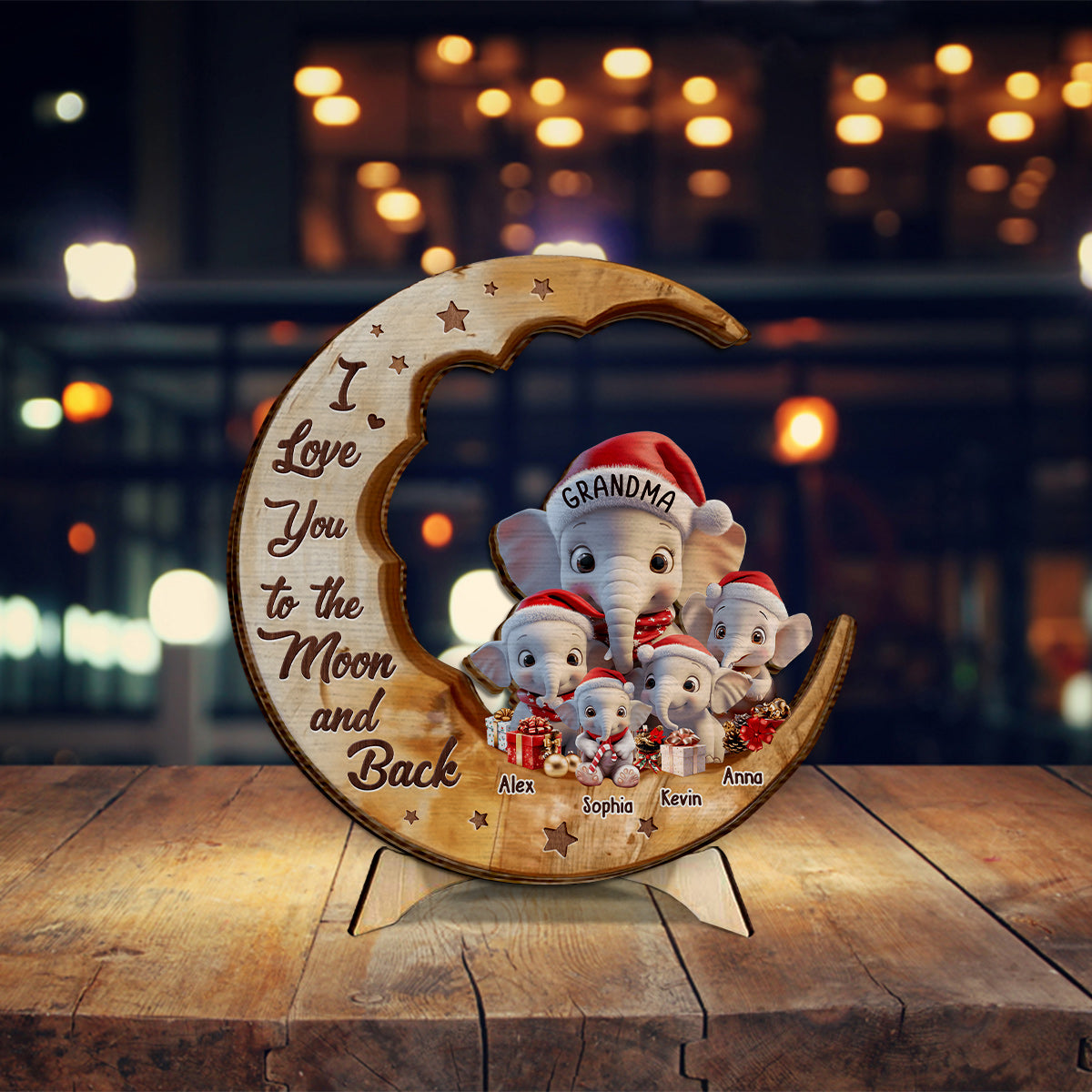 I Love You To The Moon And Back - Personalized Grandma 2 Layered Wood Sign / Wood Plaque