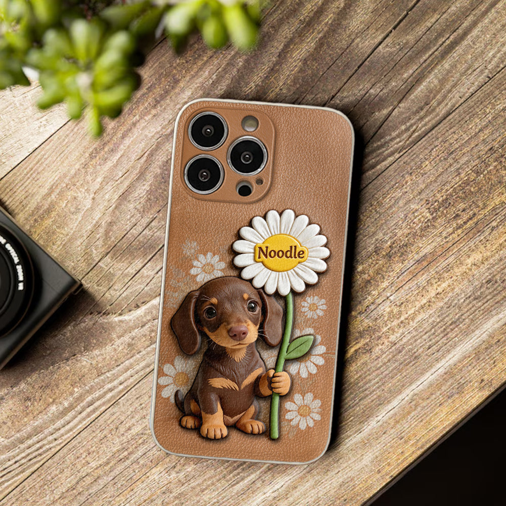 Custom Any Photo - Personalized Dog 3D Embossed Leather Phone Case