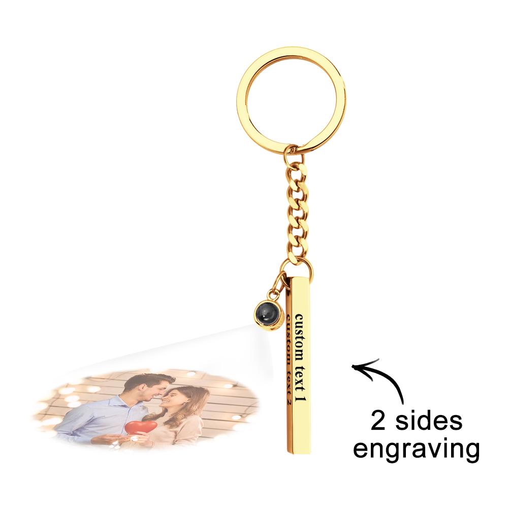 Custom Bar Vertical Cube Projection Keychain - gift for anyone, who lost a loved one - Personalized Keychain