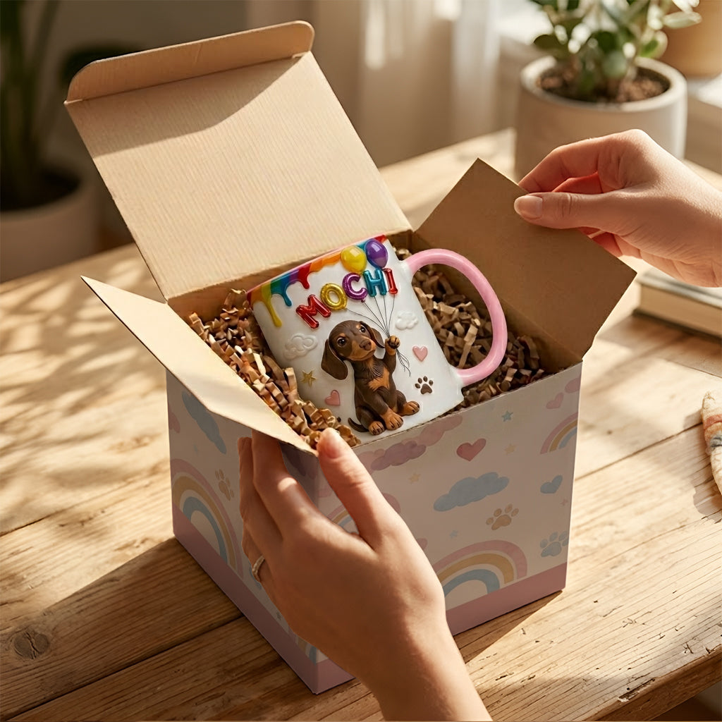 Custom Pet Name Ballon - Personalized Dog Accent Mug With Gift Box