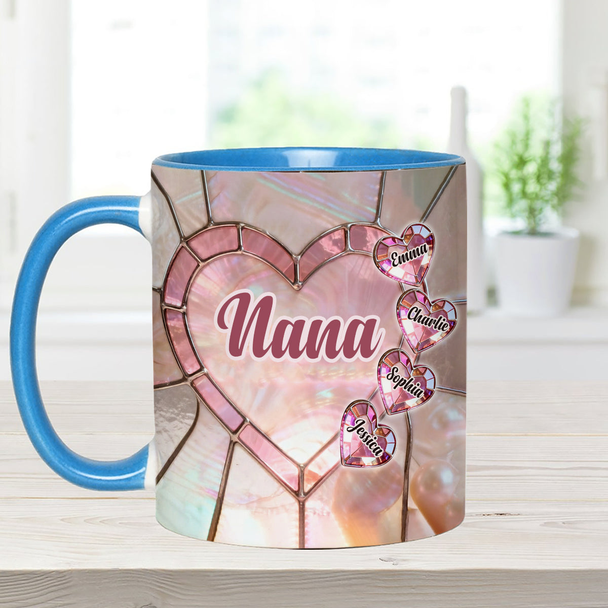 Blessed To Be Called Nana Mama Gigi Grandma - Personalized Grandma Set Accent Mug with Acrylic Stirrers