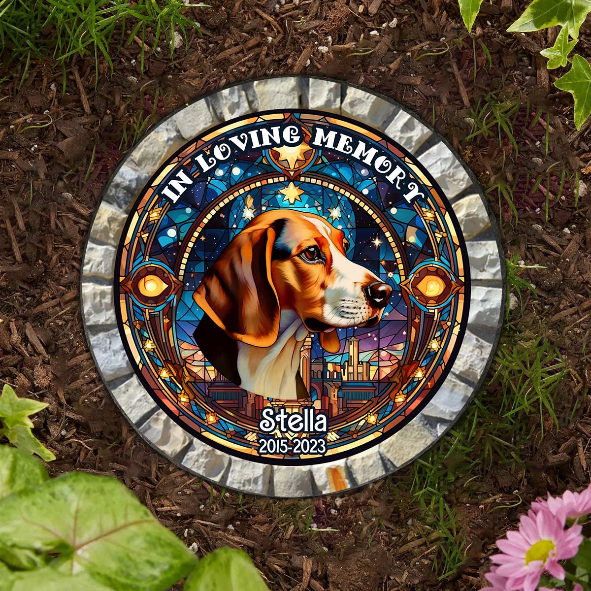In Loving Memory - Personalized Dog Round Shaped Stone