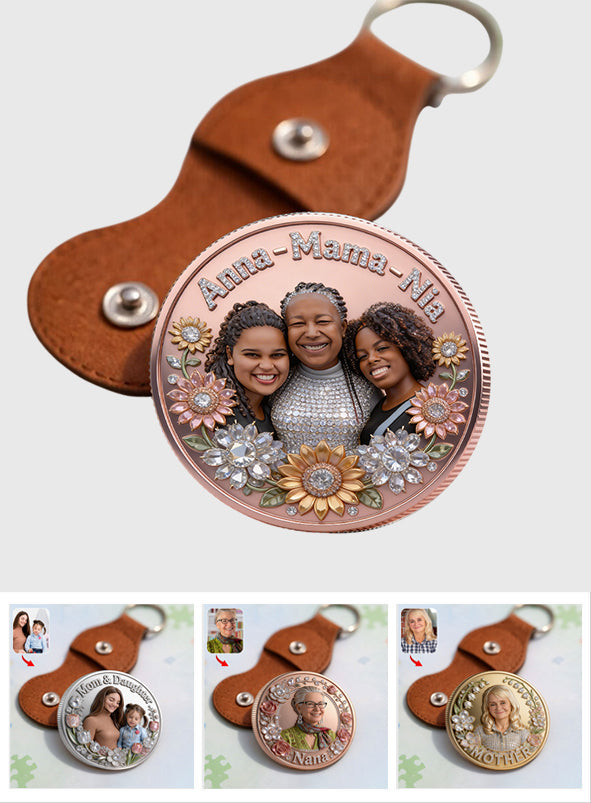 I Love You Mom Grandma - Personalized Mother Pocket Coin Keychain