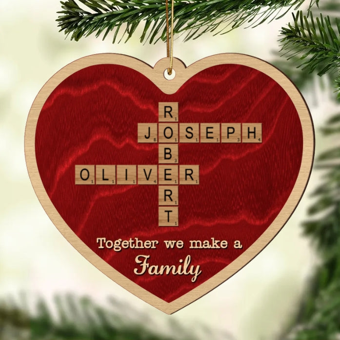 Personalized Double-Layer Wooden Heart Family Names Ornament – Perfect Gift for Cherished Family Memories