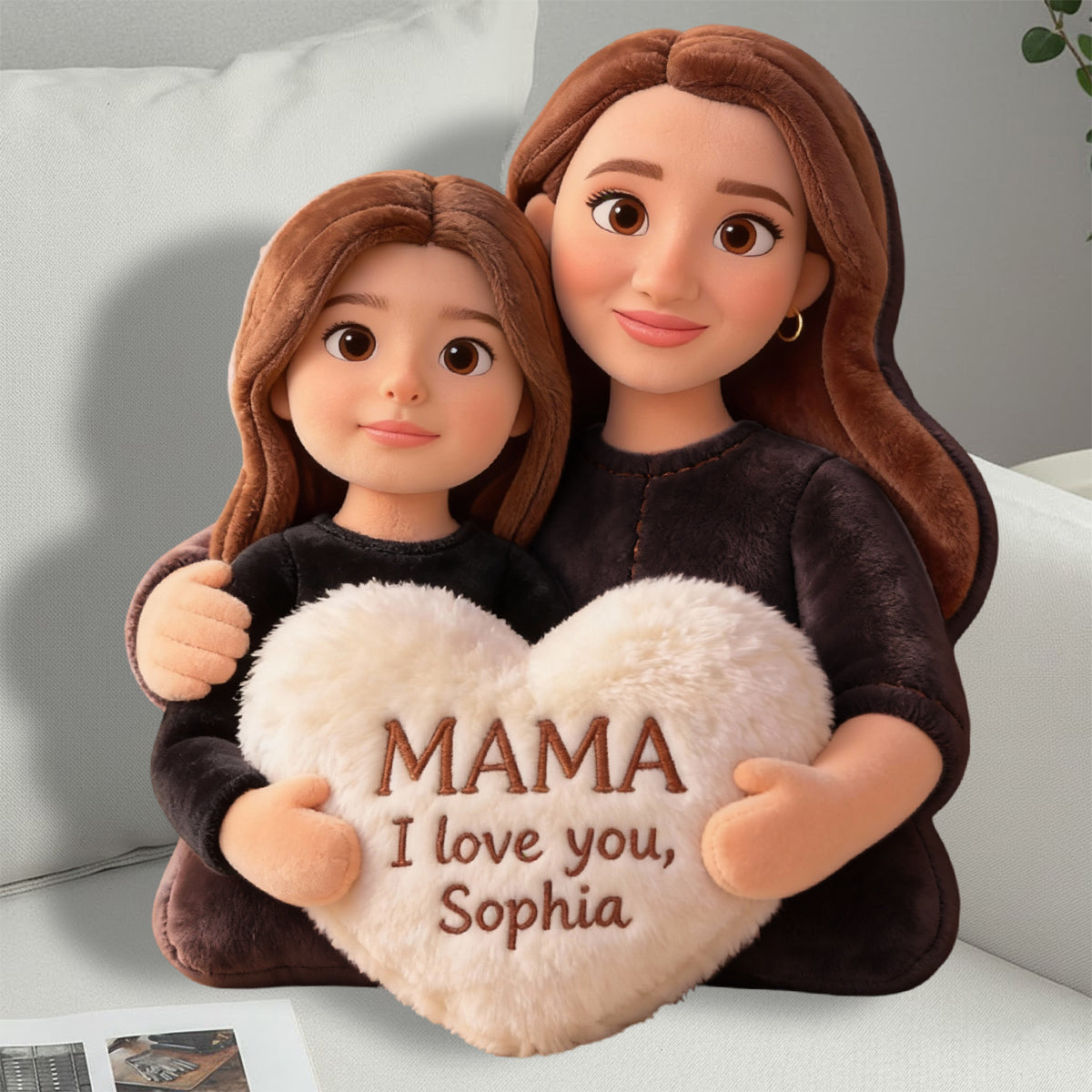 I Love You - Personalized Mother Faux Fur Shaped Pillow