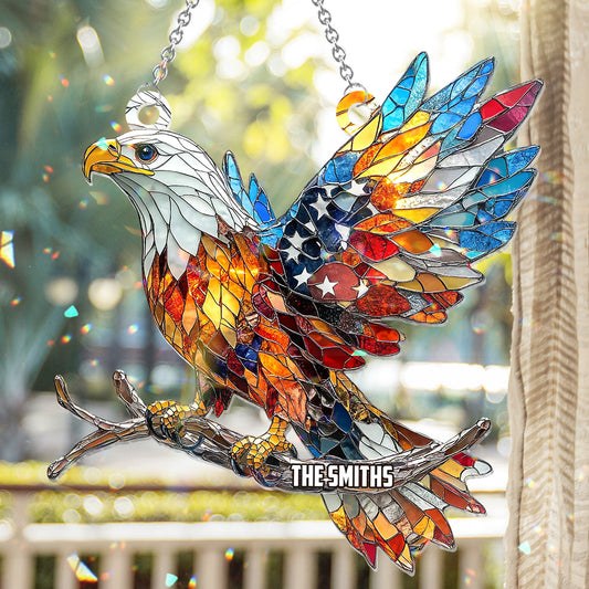 God Bless American - Personalized Independence Day/ 4th of July Window Hanging Suncatcher Ornament