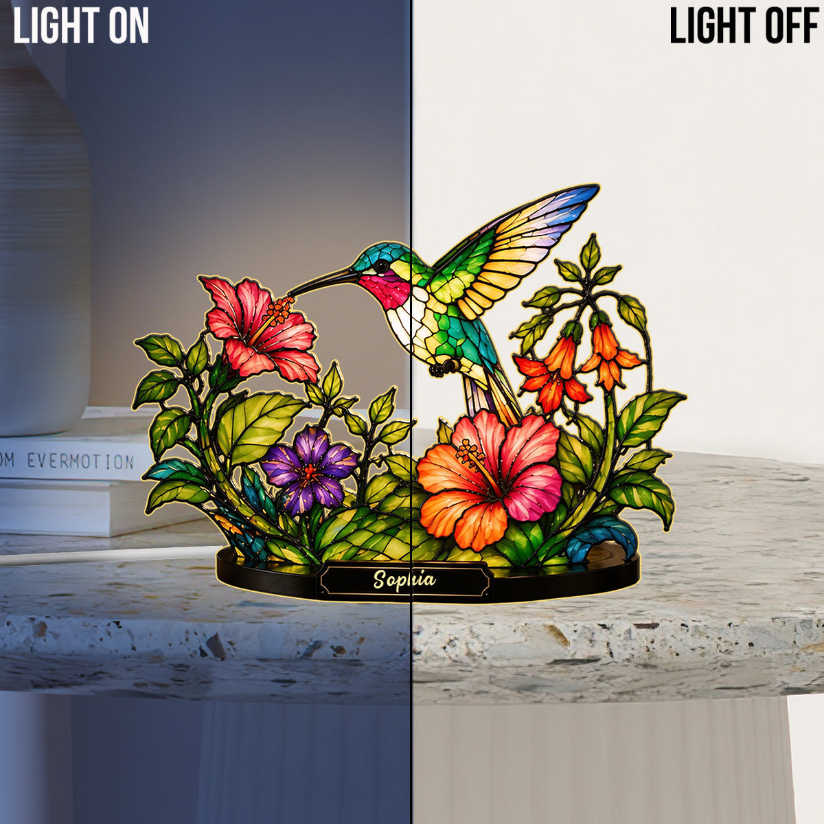 Beautiful Humming Bird - Personalized Hummingbird Acrylic LED Night Light