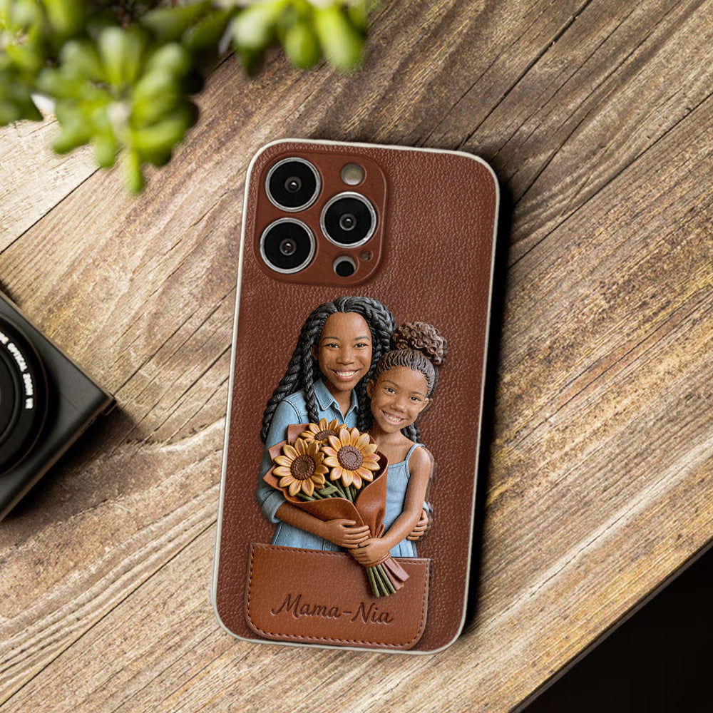 I Love You - Personalized Mother 3D Embossed Leather Phone Case